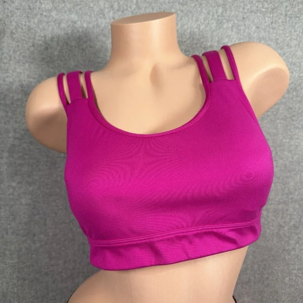 Victoria Sport Large Sports Bra Womens Pink Criss Cross Straps‎ Stretch Scoop